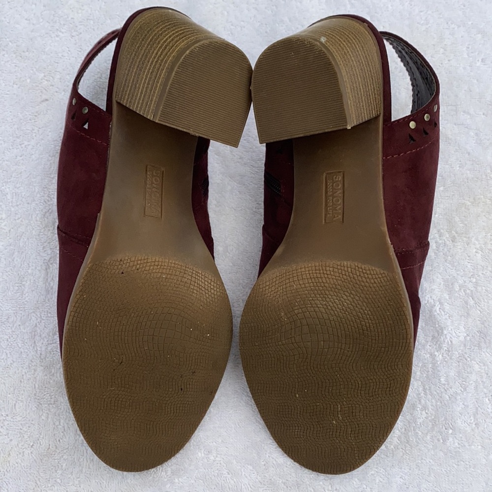 Sonoma burgundy open toed booties size 9 - Picture 7 of 10